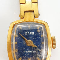 1970s Blue Dial Zaria 17 Jewels Watch for Parts & Repair - NOT WORKING