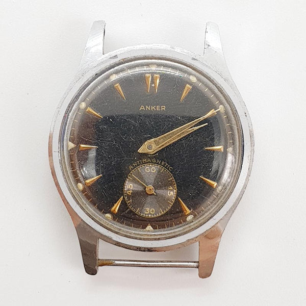 Black Dial Anker German Mechanical Watch for Parts & Repair - NOT WORKING