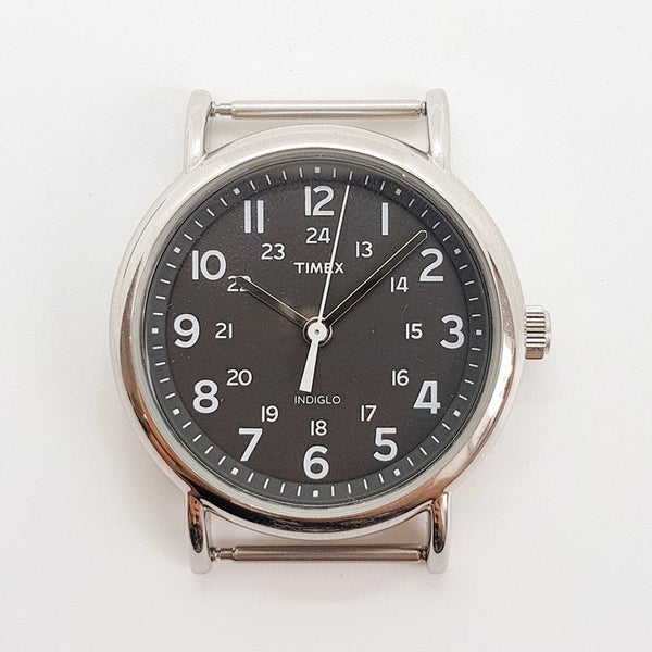 Dial negro Timex Indiglo Men's reloj Para piezas y reparación, no funciona