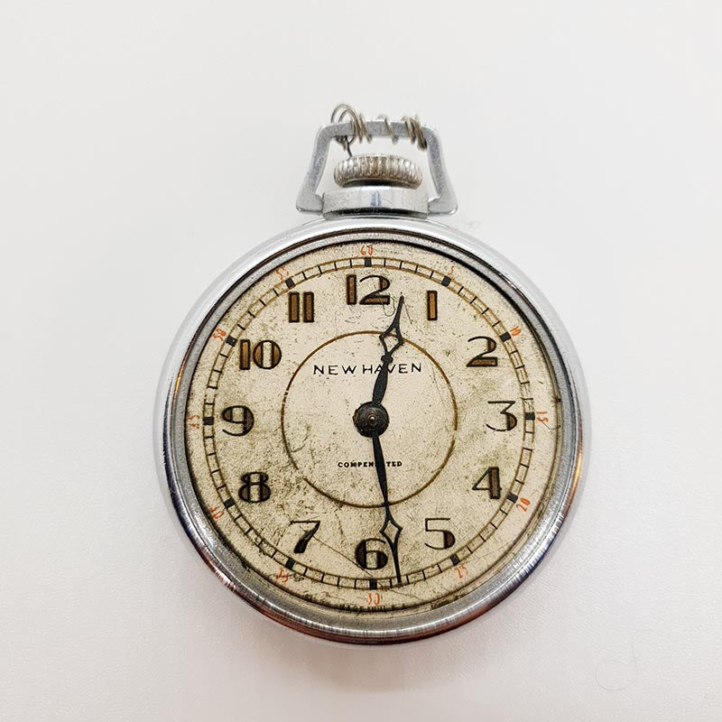 New Haven Compensated Art Deco Pocket Watch for Parts & Repair