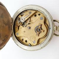 Antiguo Argentan Rare Train Pocket reloj Para piezas y reparación, no funciona