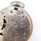1940 Ingersoll Bolsillo de la zanja de cordón reloj Para piezas y reparación, no funciona