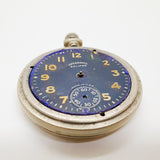 Ingersoll Bolsillo de dial azul eclipse reloj Para piezas y reparación, no funciona