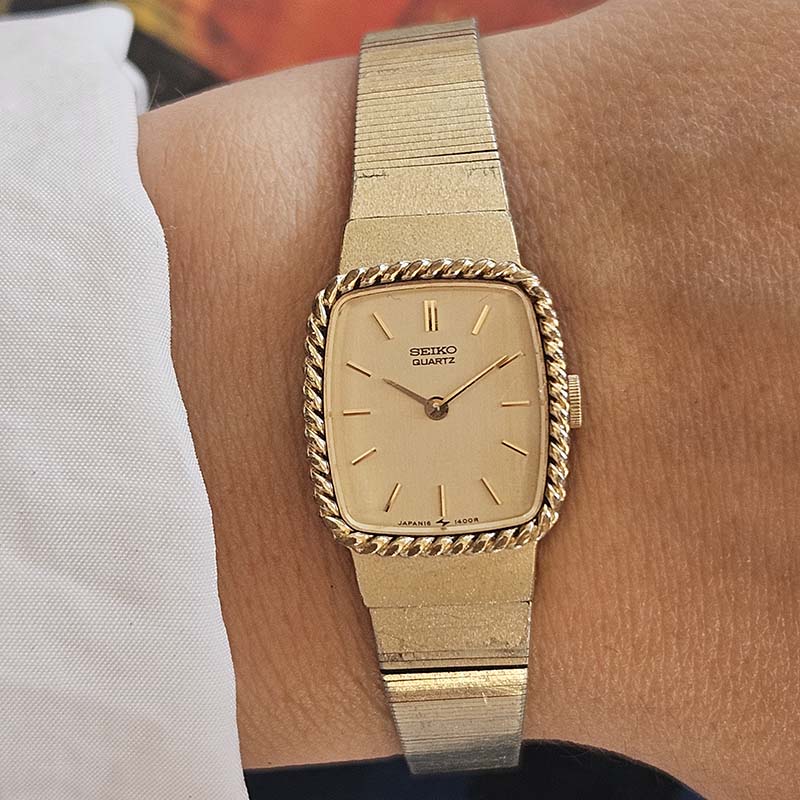 Vintage Gold-tone Seiko Tank Watch for Her | Rectangular Seiko Watch ...