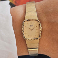 Vintage Gold-tone Seiko Tank Watch for Her | Tiny Rectangular Seiko Watch