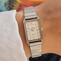 Vintage Silver-tone Oscar de la Renta Rectangular Watch for Women