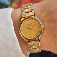 Vintage Gold-tone Pulsar Quartz Watch | Retro Ladies' Wristwatch