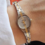 Vintage Two-tone Benrus Diamond Quartz Watch for Women with Gray Dial