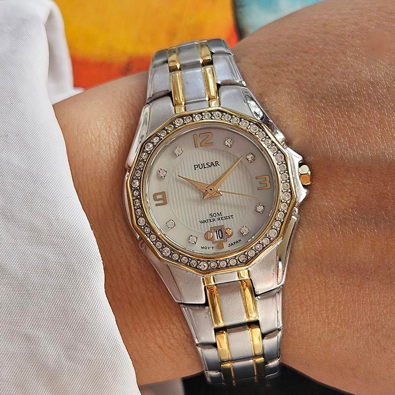 Vintage Pulsar Japan Quartz Watch for Women with Mother of Pearl