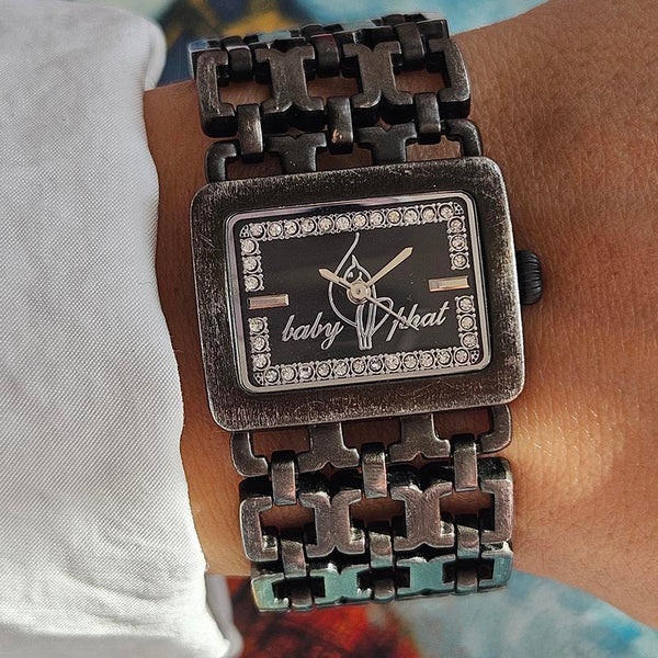 Vintage Baby Phat by Kimora Lee Simons Black Rectangular Watch