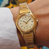 Vintage Gold-tone Pulsar Quartz Watch for Women | Classic Date Watch