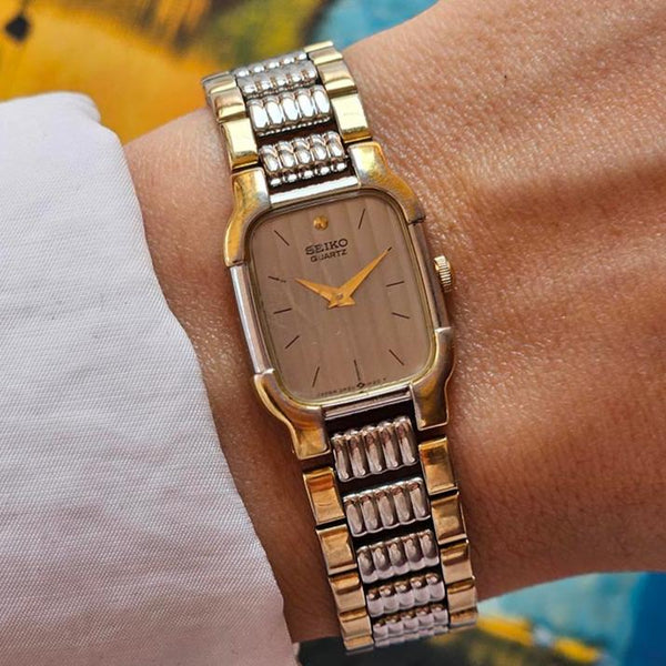 Vintage Two-tone Rectangular Seiko Ladies' Watch 2P20-6A20 R0