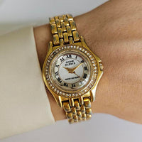 Vintage Gold-tone Anne Klein II Dress Watch with White Gemstones