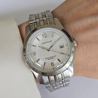 Vintage Silver-tone Longchamp Watch with Stainless Steel Bracelet