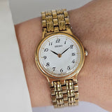 Vintage Gold-tone Seiko Quartz Date Watch for Women 7N69-6001 R1