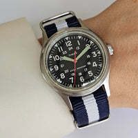 Retro Black-Dial Timex Watch with NATO Strap | Vintage Men's Timex Watch