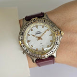 Vintage Timex Indiglo Quartz Watch with Burgundy Brown Strap Unisex