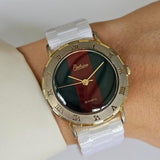 Vintage Padrino Watch with Red & Green Dial and White Nato Strap