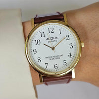 Vintage Acqua by Timex Quartz Watch Unisex with Brown Leather Strap