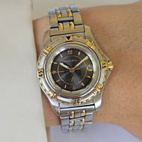 Vintage Gray-Dial Fossil F2 Sporty Watch | Two-tone Ladies' Date Watch