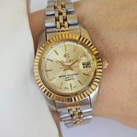 Tiny Vintage Two-tone Elgin Watch for Ladies with Champagne Dial