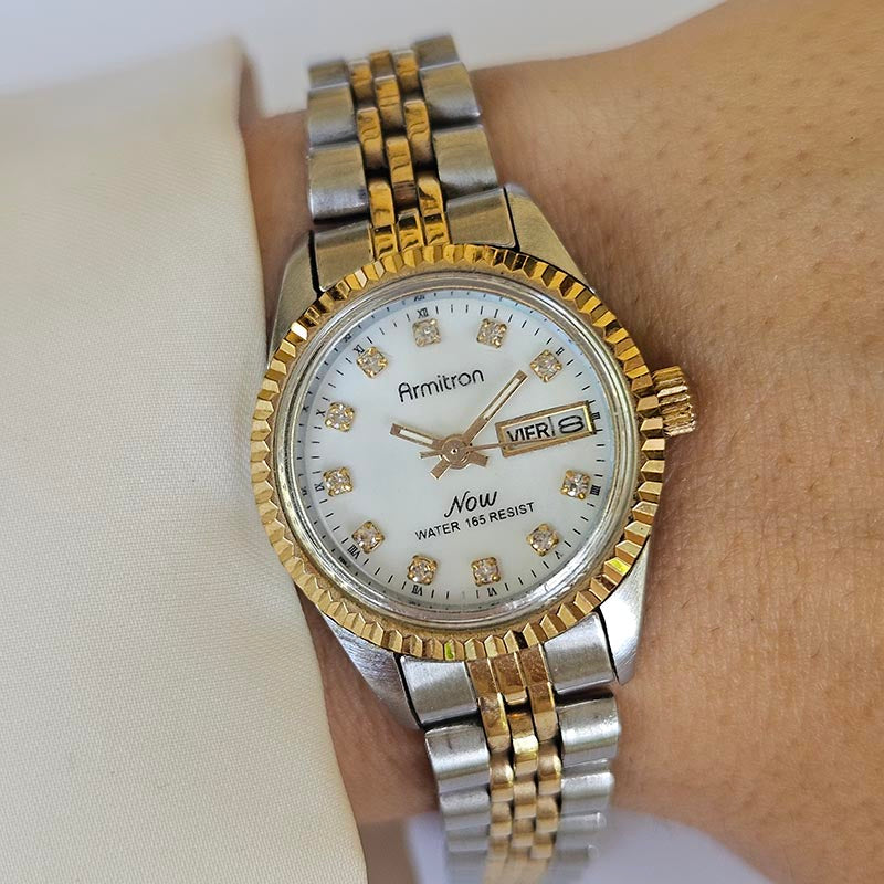 slim fit dress slacks Pre-owned Gold-tone Armitron Women's Watch