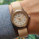 Vintage Minimalist Carriage Watch for Ladies with Beige Leather Strap