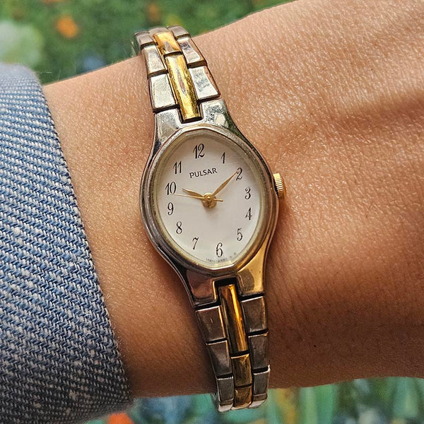 Tiny Vintage Pulsar Wristwatch for Women | Two-tone Japan Quartz Watch