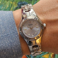 Vintage Silver-tone Fossil Blue-Dial Watch for Women All Stainless Steel