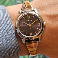 Vintage Timex Stretch Bangle Watch for Women | Two-tone Dress Watch