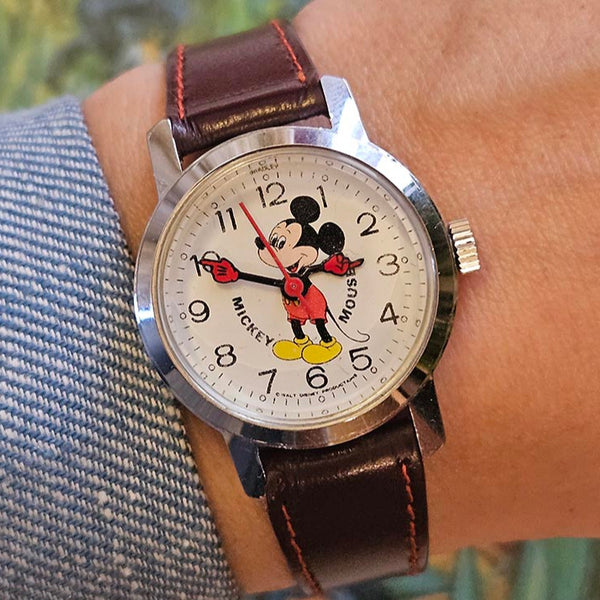 Rara cosecha Bradley Mickey Mouse Mecánico reloj Disney