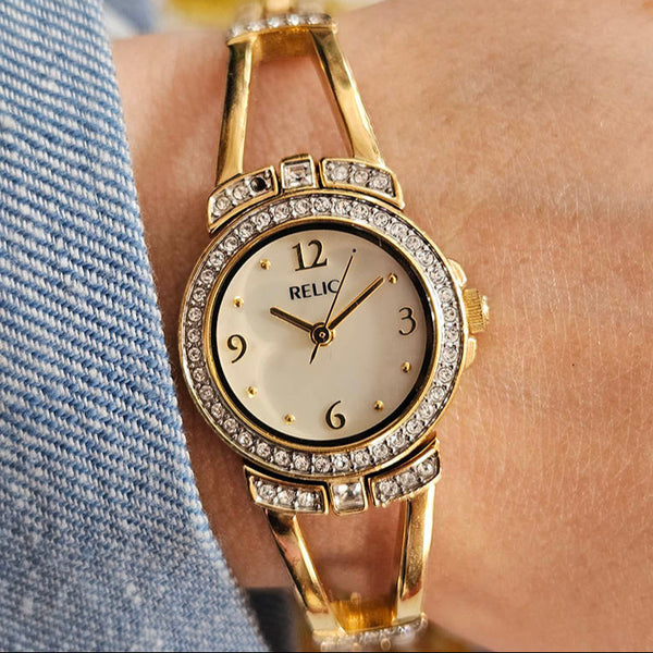 Vintage Gold-tone Relic Dress Watch for Ladies with White Stones Vintage Radar Vintage Gold-tone Relic Dress Watch for Ladies with White Stones Vintage Radar