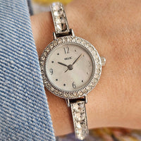 Vintage Relic Silver-tone Dress Watch with White Stones | Bridal Watch