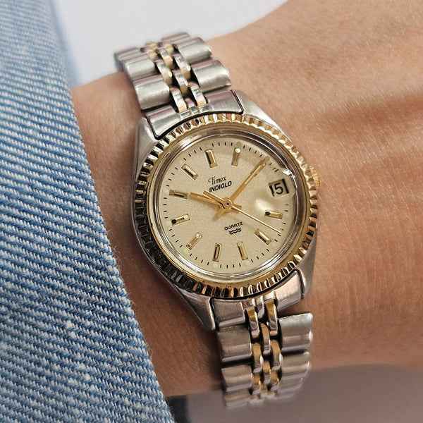 Vintage Two-tone Timex Presidential Watch for Her | 90s Timex Quartz