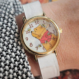 Vintage Dainty Winnie the Pooh Watch for Women with White Strap