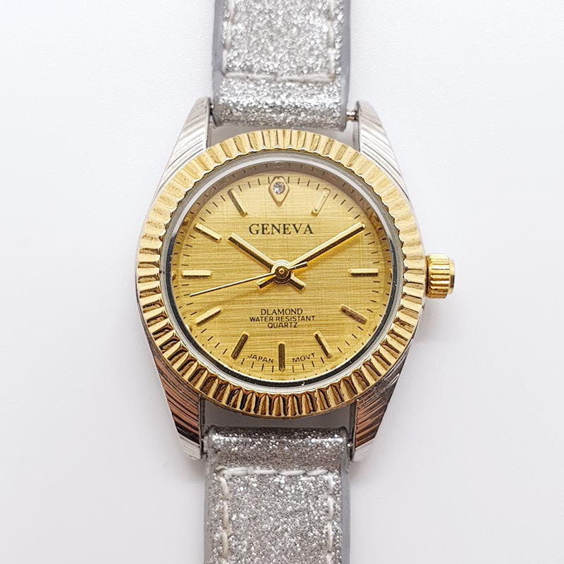 Two-Tone Geneva Elegant Quartz Watch for Women – Vintage Radar display picture 2