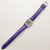 Vivani Bedazzled Rectangular Watch for Women on Purple Strap