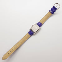 Vivani Bedazzled Rectangular Watch for Women on Purple Strap