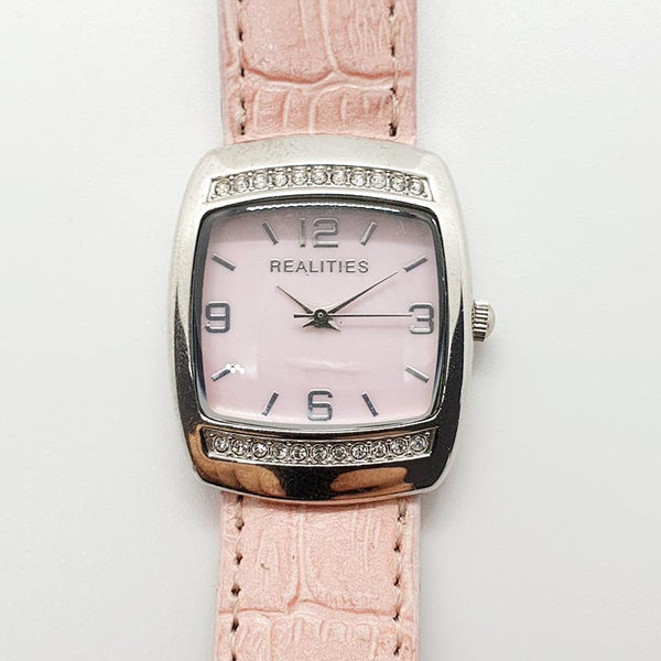 Pink Dial Realities Rhinestones Watch with Singapore Movement