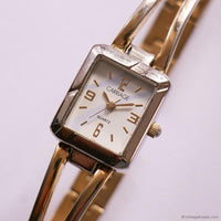 Vintage Two-tone Carriage Tank Watch | Dainty Bangle Watch for Women