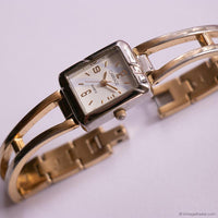 Vintage Two-tone Carriage Tank Watch | Dainty Bangle Watch for Women