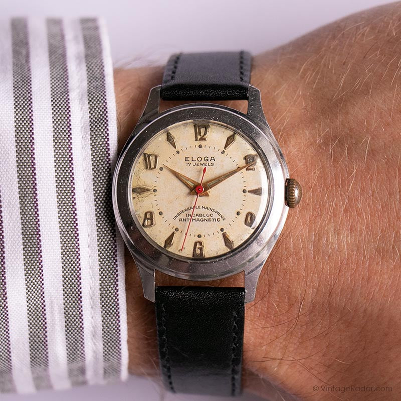Vintage Eloga Mechanical Watch For Men | 17 Jewels Incabloc Mens