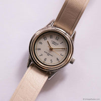 Vintage Minimalist Carriage Watch for Ladies with Beige Leather Strap