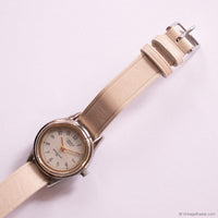 Vintage Minimalist Carriage Watch for Ladies with Beige Leather Strap