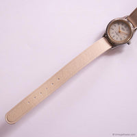 Vintage Minimalist Carriage Watch for Ladies with Beige Leather Strap