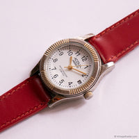 Vintage Acqua by Timex Indiglo Ladies' Quartz Watch Red Leather Strap