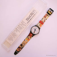 1996 Swatch GM136 Upper Oriente reloj | 90s colorido Swatch Caballero reloj
