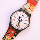 1996 Swatch GM136 Upper Oriente reloj | 90s colorido Swatch Caballero reloj