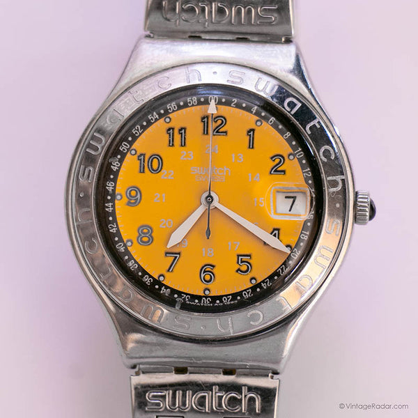 Vintage 1997 Swatch Ironie YGS409C Happy Joe Yellow Uhr
