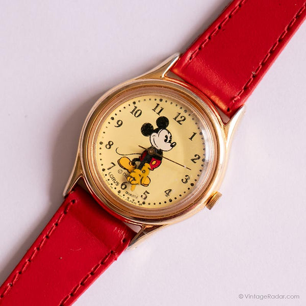 Vintage Mickey Mouse Lorus Ladies Watch Tiny Gold-tone